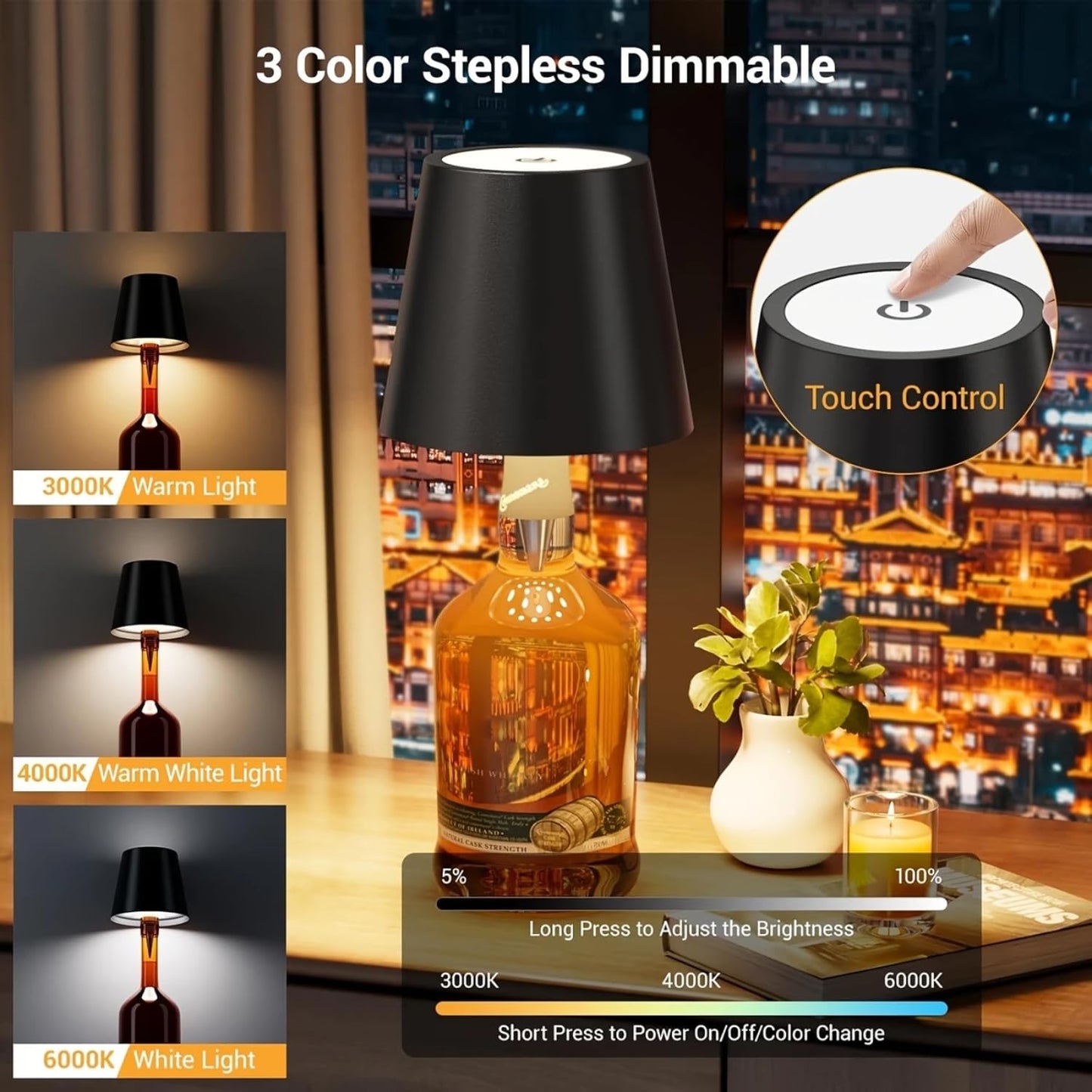 Minimalist Bottle Table Lamp – Ambient Warm Light