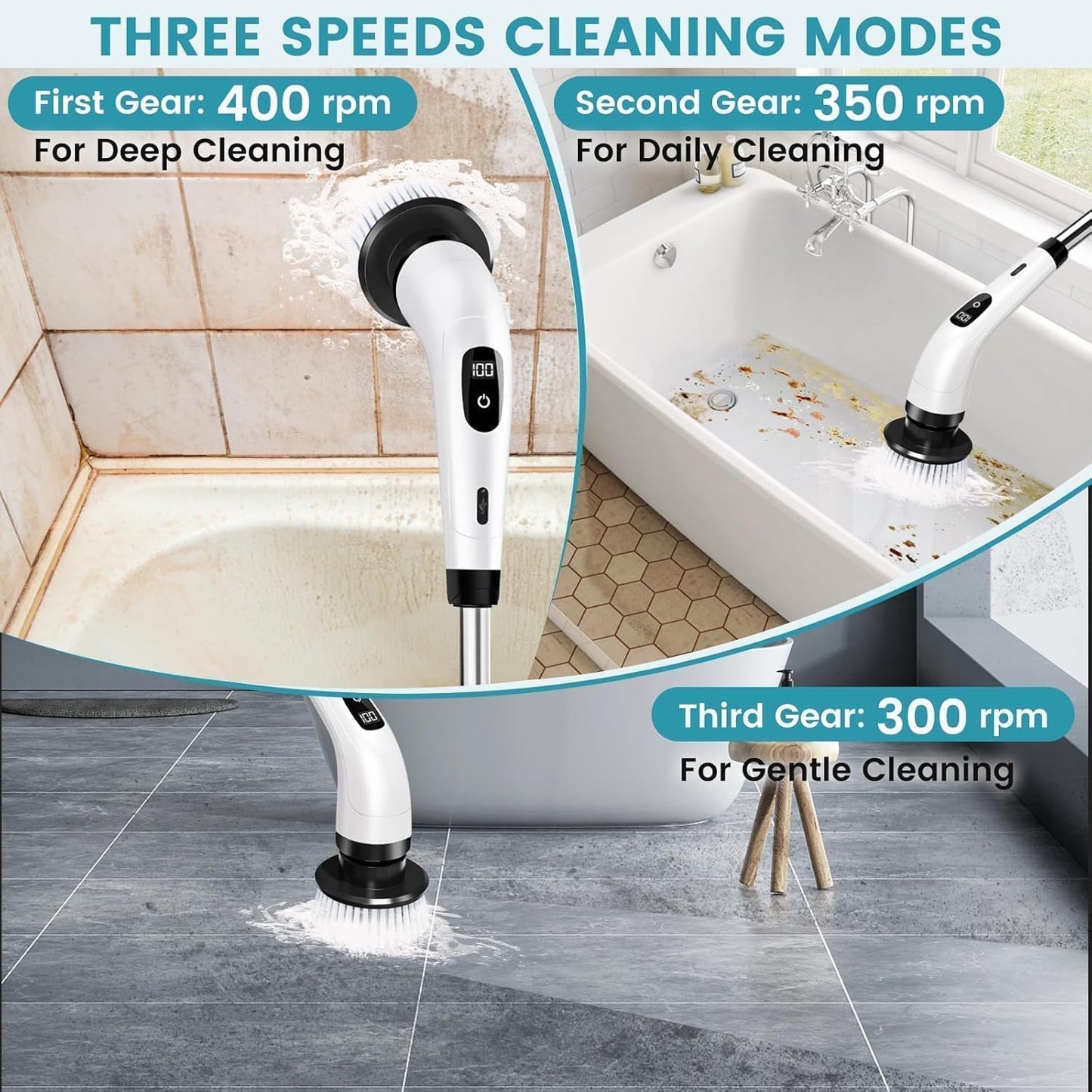 9-in-1 Electric Spin Scrubber – Deep Clean Without Bending or Hand Pain
