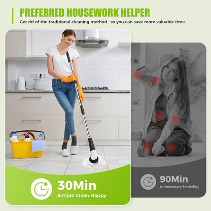 9-in-1 Electric Spin Scrubber – Deep Clean Without Bending or Hand Pain